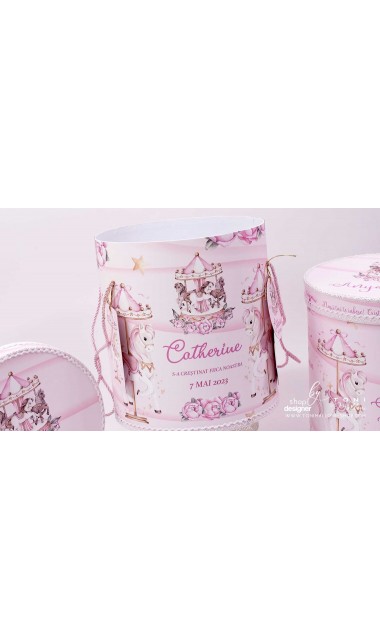 Trusou botez fetita tematic si personalizat cu ponei Pink Carousel 6